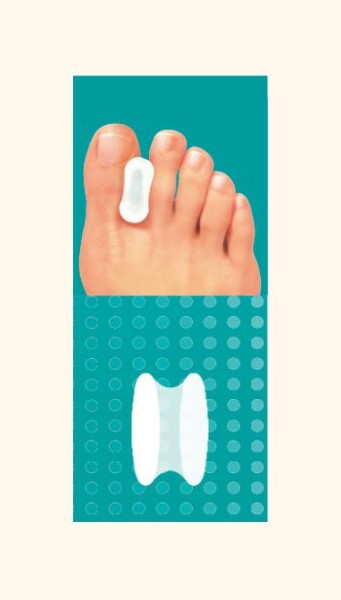 Gel toe protector protects against friction and corrects misalignments. 