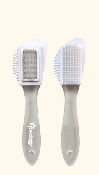 pedag Combi Care Brush for suede leather with perlon bristles and rubber for shoe care
