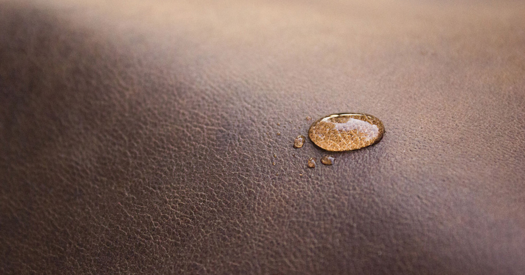 drops of water on impregnated leather