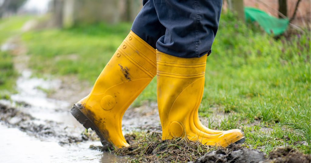 Rubber boots in the mud