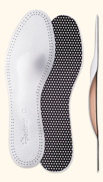 peda SIESTA flexible Einlegesohle aus weißem Leder für Schuhe mit allen Absatzhöhen